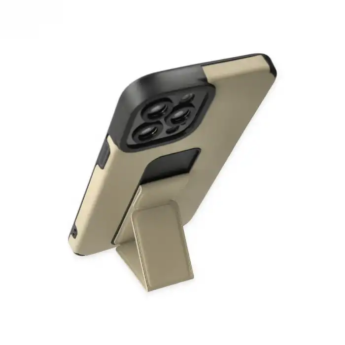 İphone 12 Pro Max Kılıf Mega Standlı Silikon - Gold