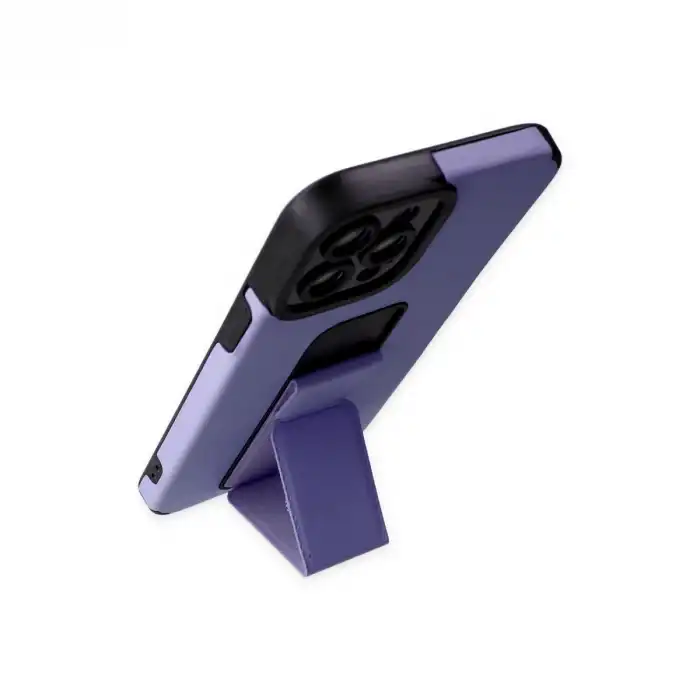 İphone 12 Pro Max Kılıf Mega Standlı Silikon - Lila
