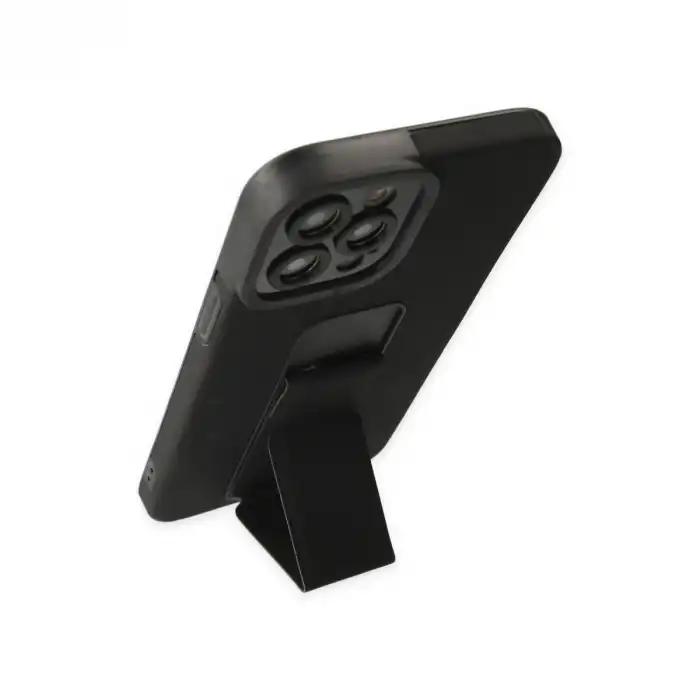 İphone 12 Pro Max Kılıf Mega Standlı Silikon - Siyah