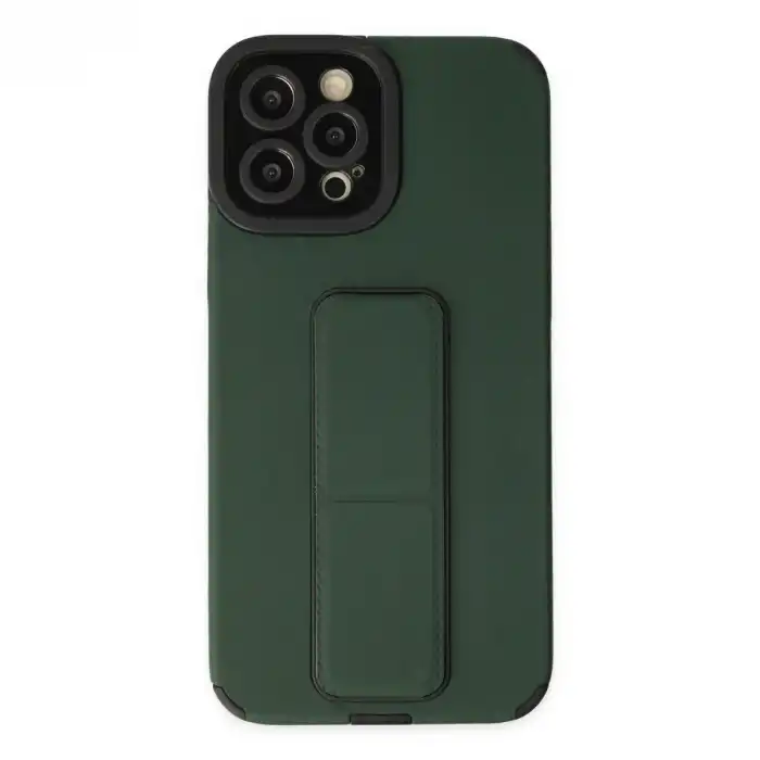 İphone 12 Pro Max Kılıf Mega Standlı Silikon - Yeşil