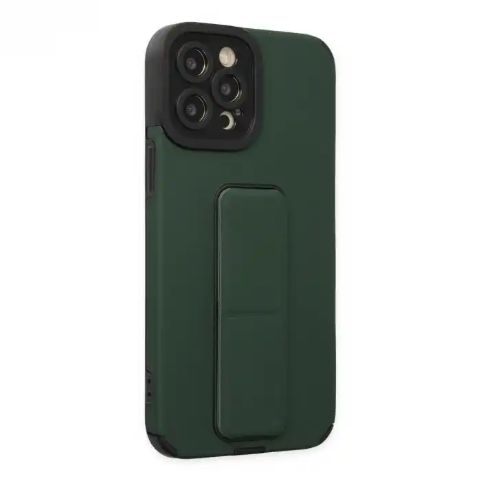 İphone 12 Pro Max Kılıf Mega Standlı Silikon - Yeşil