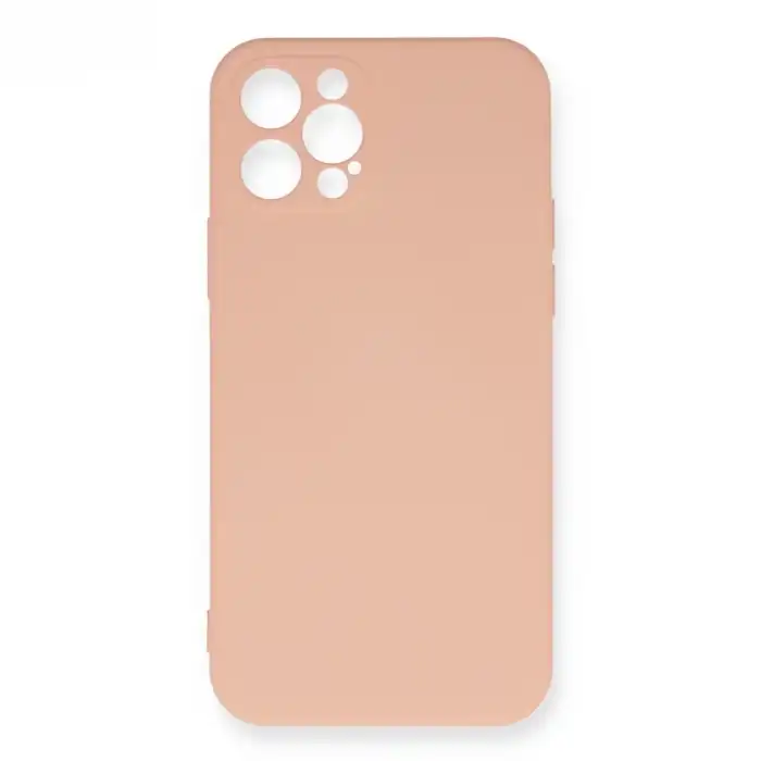İphone 12 Pro Max Kılıf Nano İçi Kadife Silikon - Pudra