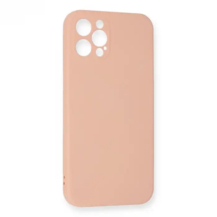 İphone 12 Pro Max Kılıf Nano İçi Kadife Silikon - Pudra
