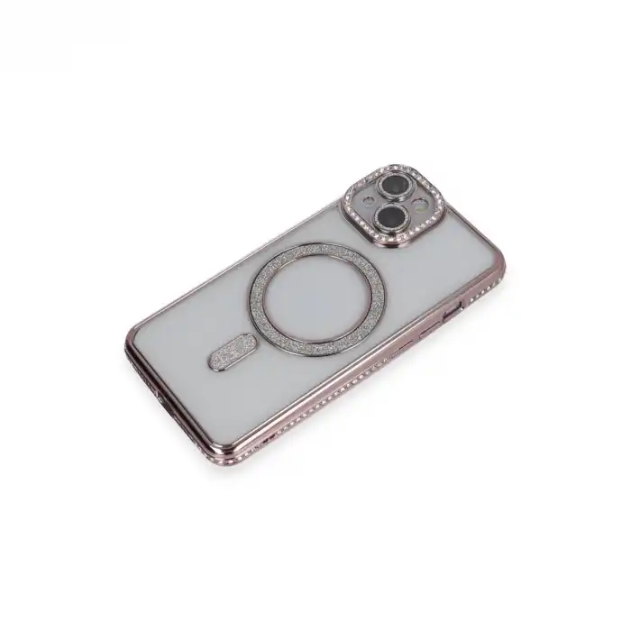 İphone 13 Kılıf Joke Simli Magneticsafe Kılıf - Pembe