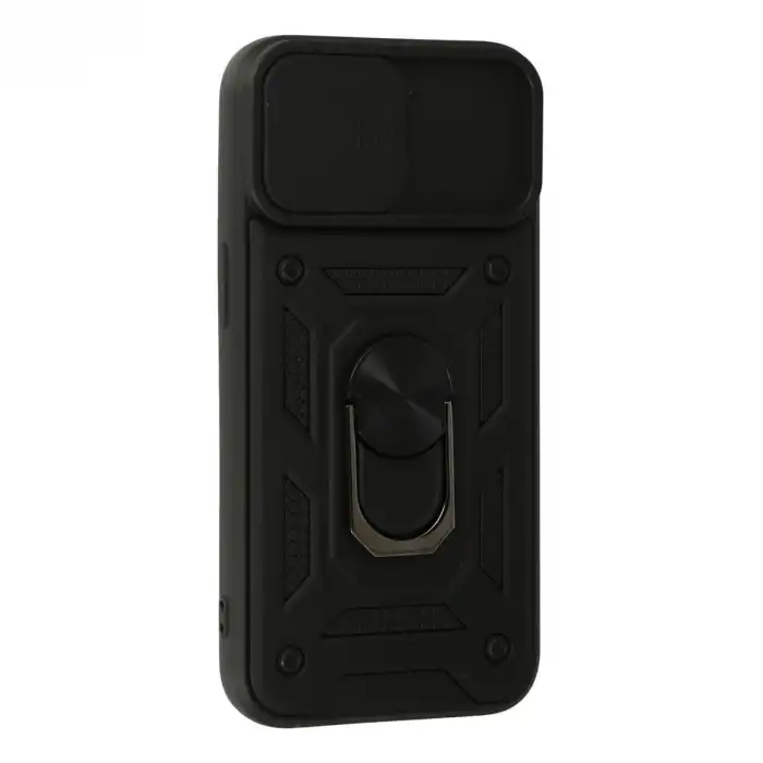 İphone 13 Kılıf Pars Lens Yüzüklü Silikon - Siyah