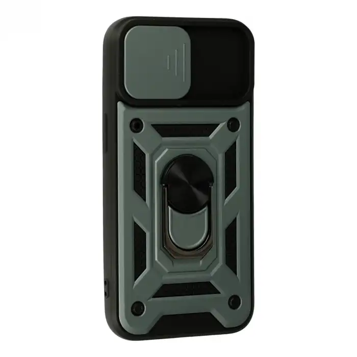 İphone 13 Kılıf Pars Lens Yüzüklü Silikon - Yeşil