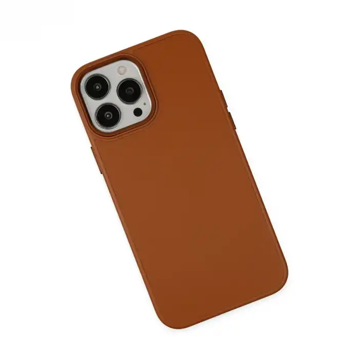İphone 13 Pro Kılıf Asya Deri Silikon - Kahverengi