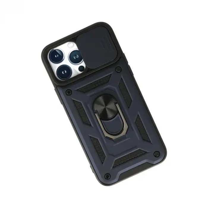 İphone 13 Pro Kılıf Pars Lens Yüzüklü Silikon - Lacivert