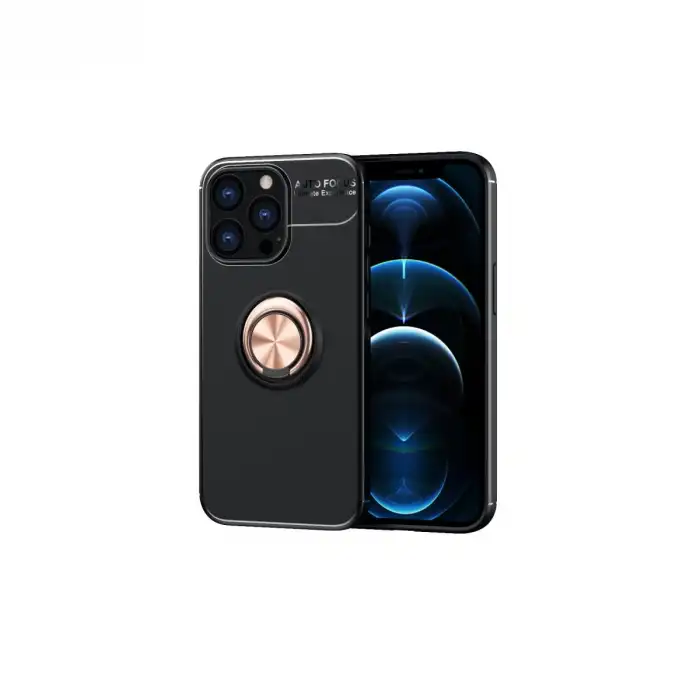 İphone 13 Pro Kılıf Range Yüzüklü Silikon - Siyah-gold