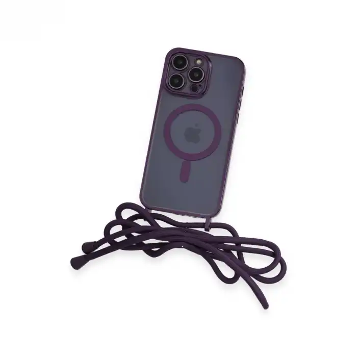 İphone 13 Pro Max Kılıf Divo Lazer Askılı Magsafe Kapak - Derin Mor