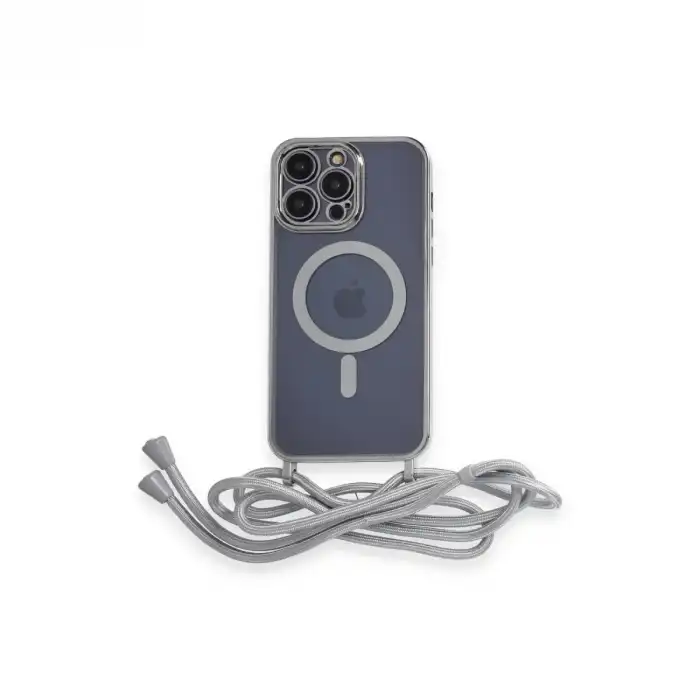 İphone 13 Pro Max Kılıf Divo Lazer Askılı Magsafe Kapak - Gümüş