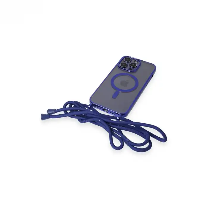 İphone 13 Pro Max Kılıf Divo Lazer Askılı Magsafe Kapak - Mavi
