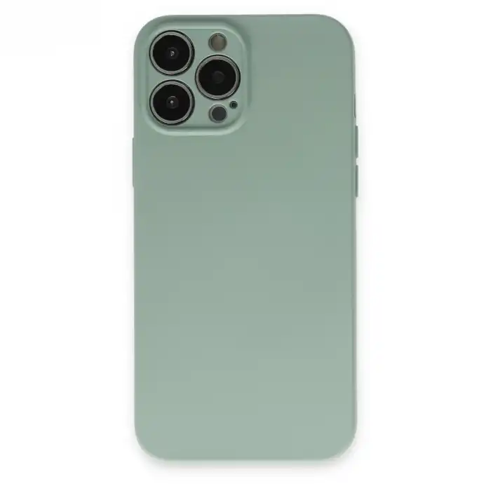 İphone 13 Pro Max Kılıf Nano İçi Kadife Silikon - Su Yeşili