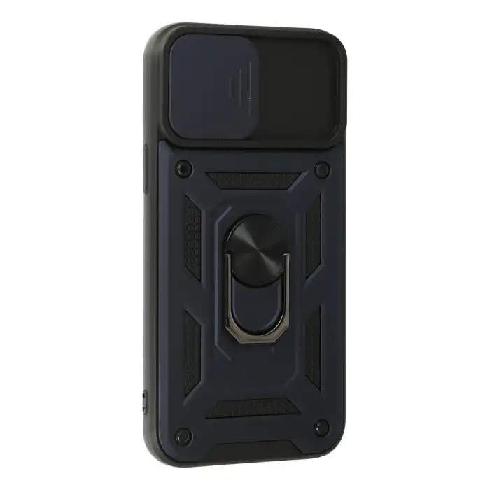 İphone 13 Pro Max Kılıf Pars Lens Yüzüklü Silikon - Lacivert