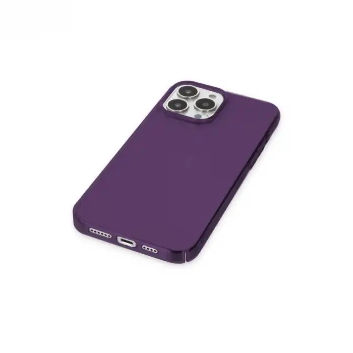 İphone 13 Pro Max Kılıf Pc Sert Şeffaf Kapak - Mor