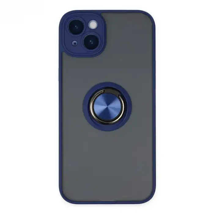 İphone 14 Kılıf Montreal Yüzüklü Silikon Kapak - Lacivert