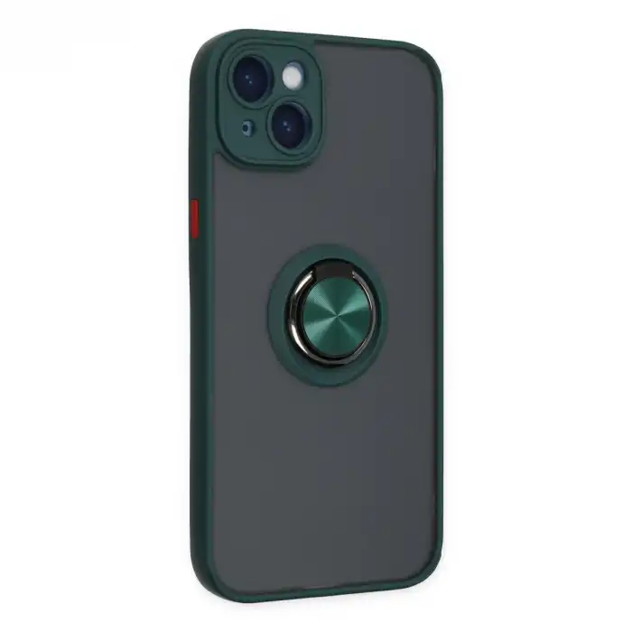 İphone 14 Kılıf Montreal Yüzüklü Silikon Kapak - Yeşil
