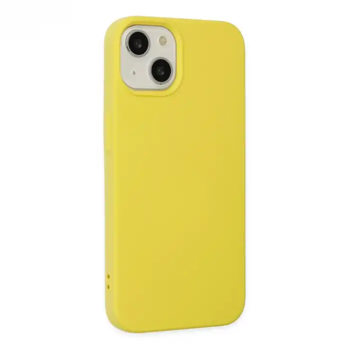 İphone 14 Kılıf Nano İçi Kadife Silikon - Sarı