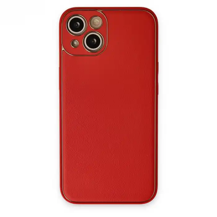 İphone 14 Plus Kılıf Coco Deri Silikon Kapak - Kırmızı