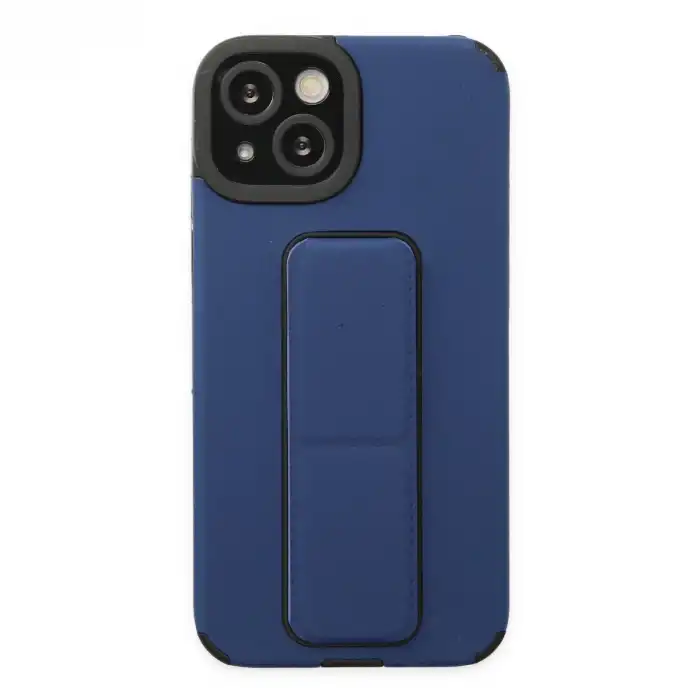 İphone 14 Plus Kılıf Mega Standlı Silikon - Mavi
