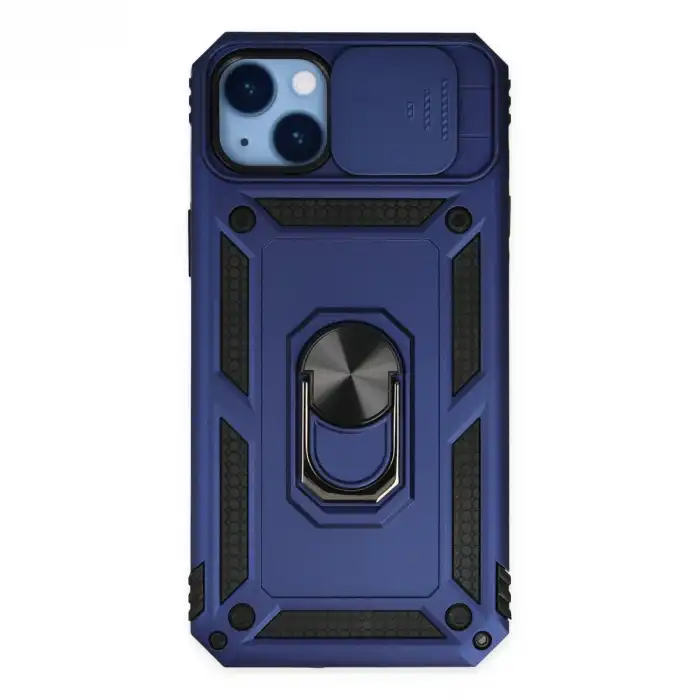 İphone 14 Plus Kılıf Pars Lens Yüzüklü Silikon - Lacivert