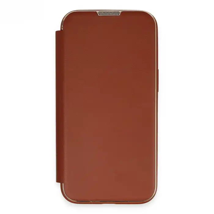 İphone 14 Pro Kılıf Dolpin Kapaklı - Kahverengi