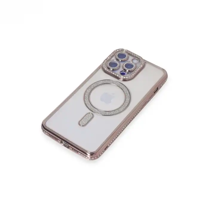 İphone 14 Pro Kılıf Joke Simli Magneticsafe Kılıf - Pembe