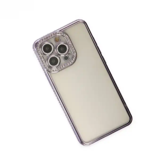 İphone 14 Pro Kılıf Joke Taşlı Silikon - Mor