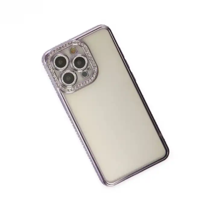 İphone 14 Pro Kılıf Joke Taşlı Silikon - Mor