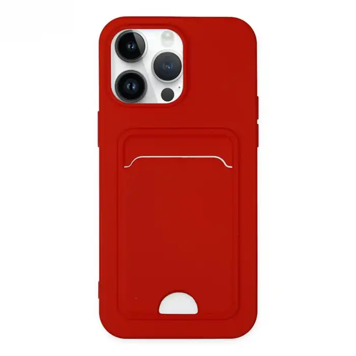 İphone 14 Pro Kılıf Kelvin Kartvizitli Silikon - Kırmızı