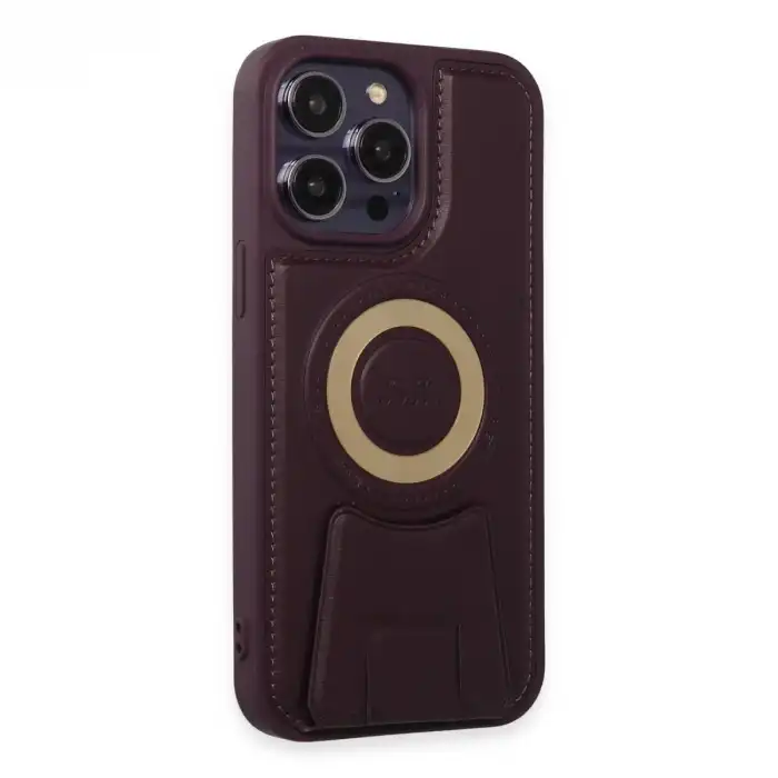 İphone 14 Pro Kılıf Merkür Magneticsafe Standlı Kapak - Derin Mor