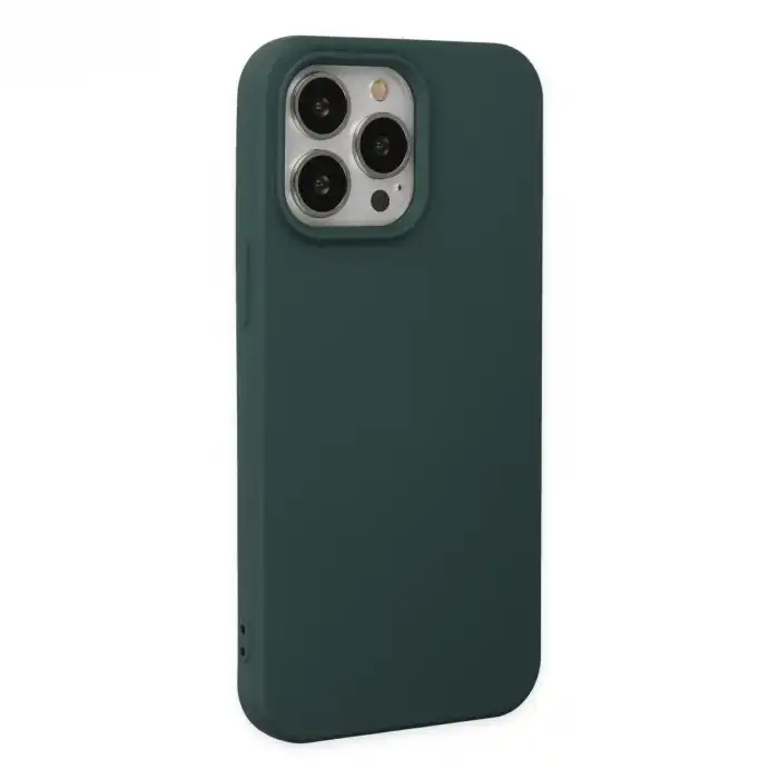 İphone 14 Pro Kılıf Nano İçi Kadife Silikon - Koyu Yeşil