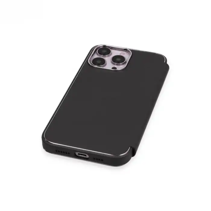 İphone 14 Pro Max Kılıf Dolpin Kapaklı - Siyah