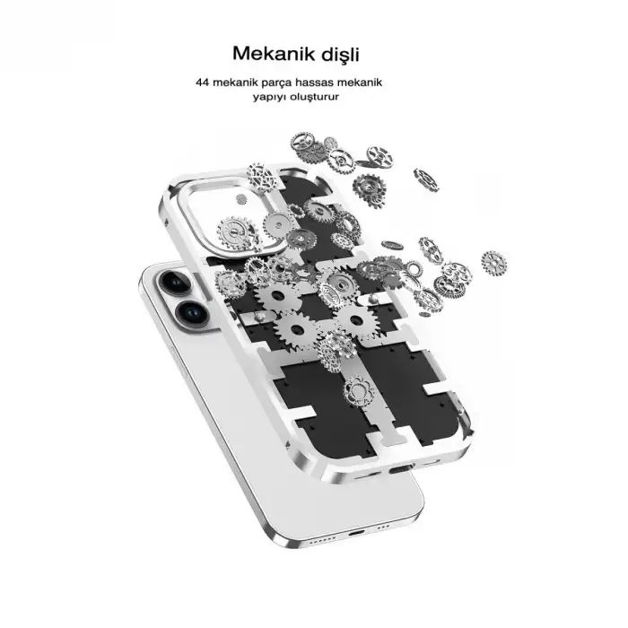 İphone 14 Pro Max Kılıf Mekanik Bumper Kapak - Siyah