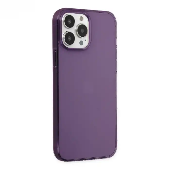 İphone 14 Pro Max Kılıf Pc Sert Şeffaf Kapak - Mor