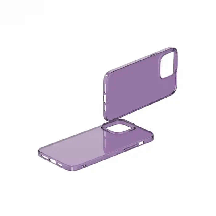 İphone 14 Pro Max Kılıf Pc Sert Şeffaf Kapak - Mor