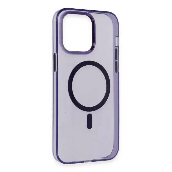 İphone 14 Pro Max Kılıf Tron Şeffaf Magsafe Kapak - Derin Mor