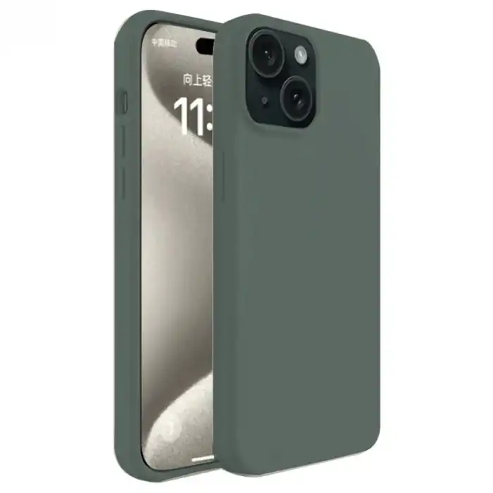 İphone 15 Plus Kılıf First Silikon - Koyu Yeşil