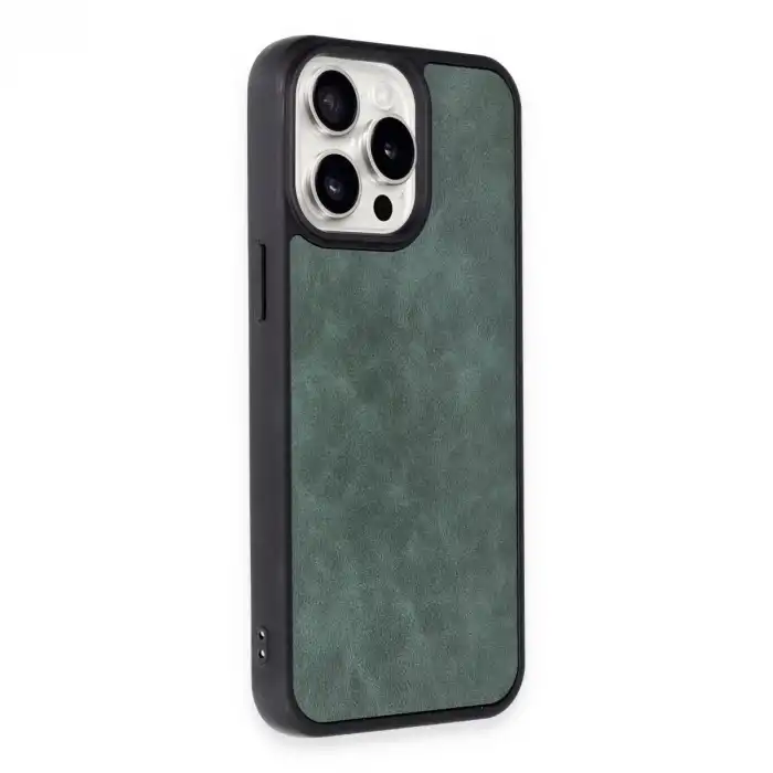 İphone 15 Pro Kılıf Aras Deri Kapak - Koyu Yeşil