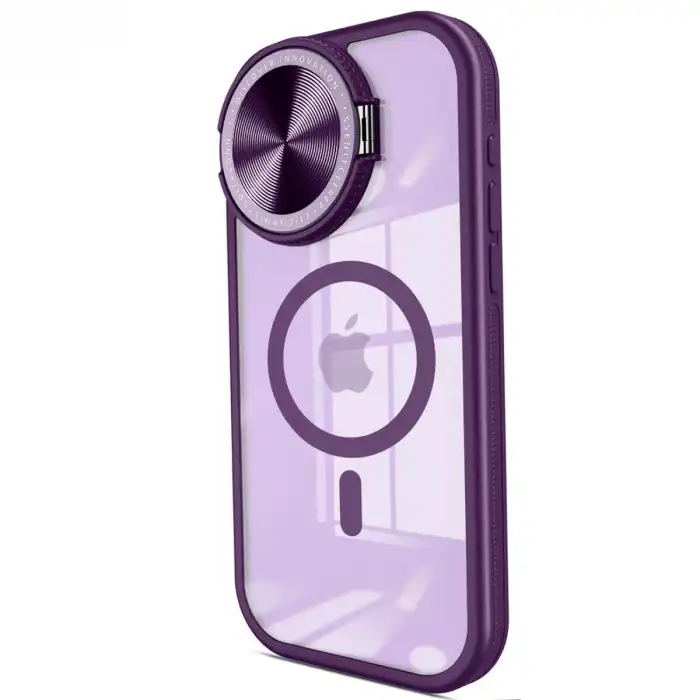 İphone 15 Pro Kılıf Teleskop Lens Magsafe Silikon Kapak - Derin Mor