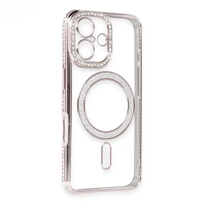 İphone 16 Kılıf Joke Simli Magneticsafe Kılıf - Pembe