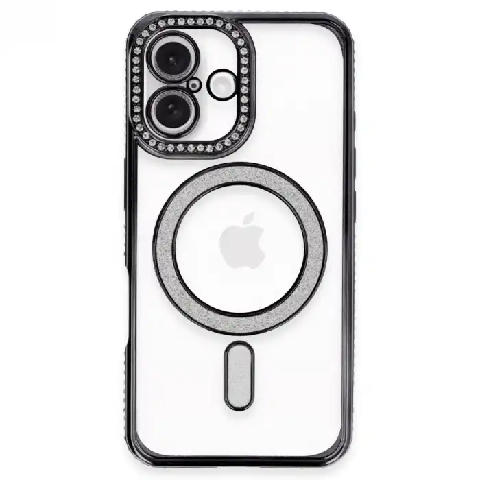 İphone 16 Kılıf Joke Simli Magneticsafe Kılıf - Siyah