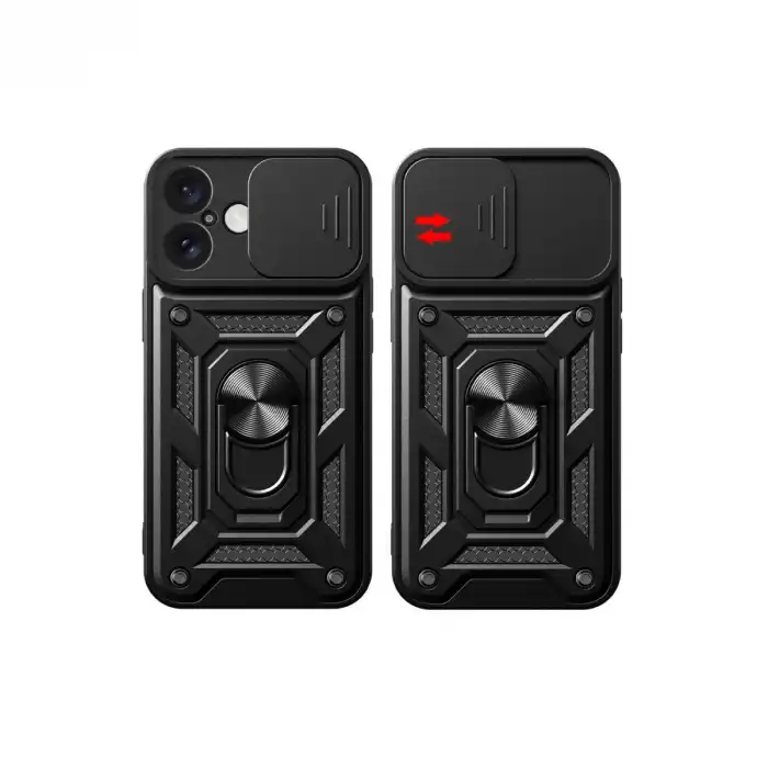 İphone 16 Kılıf Pars Lens Yüzüklü Silikon - Lacivert