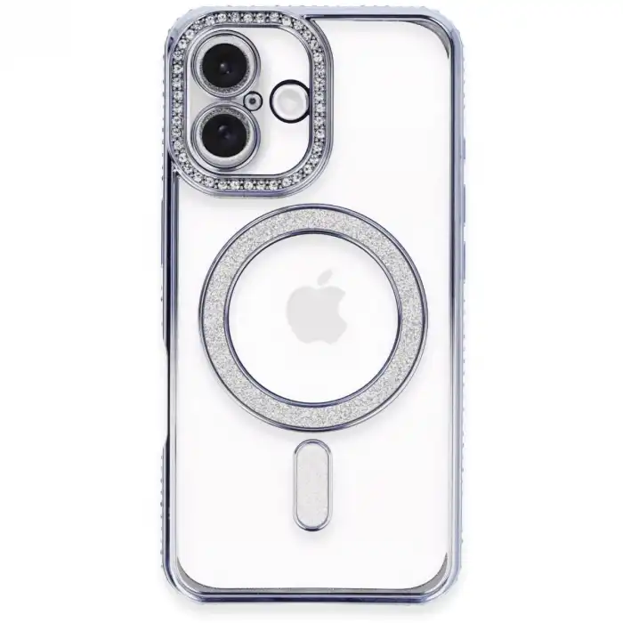 İphone 16 Plus Kılıf Joke Simli Magneticsafe Kılıf - Mavi