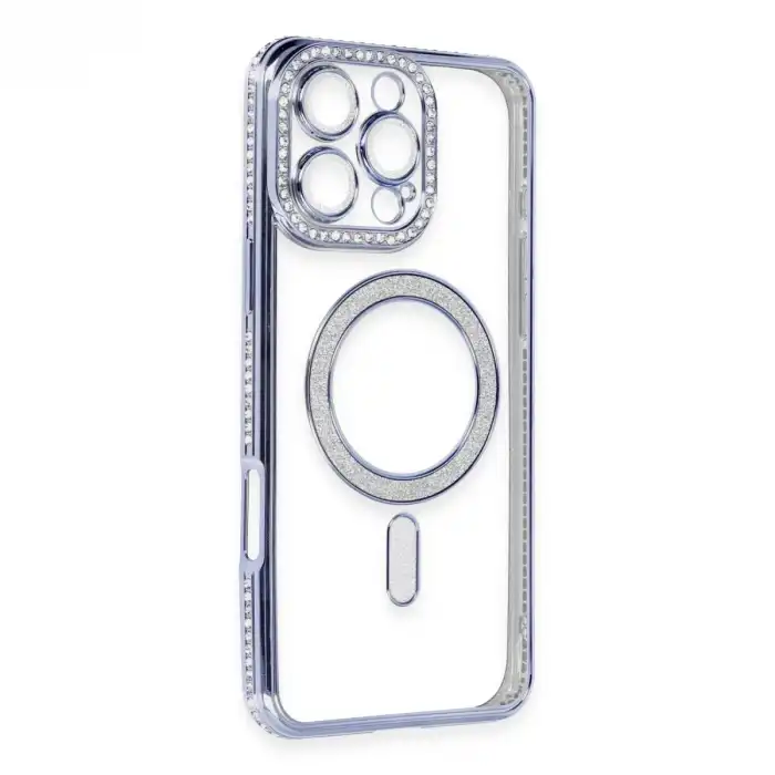 İphone 16 Pro Kılıf Joke Simli Magneticsafe Kılıf - Mavi