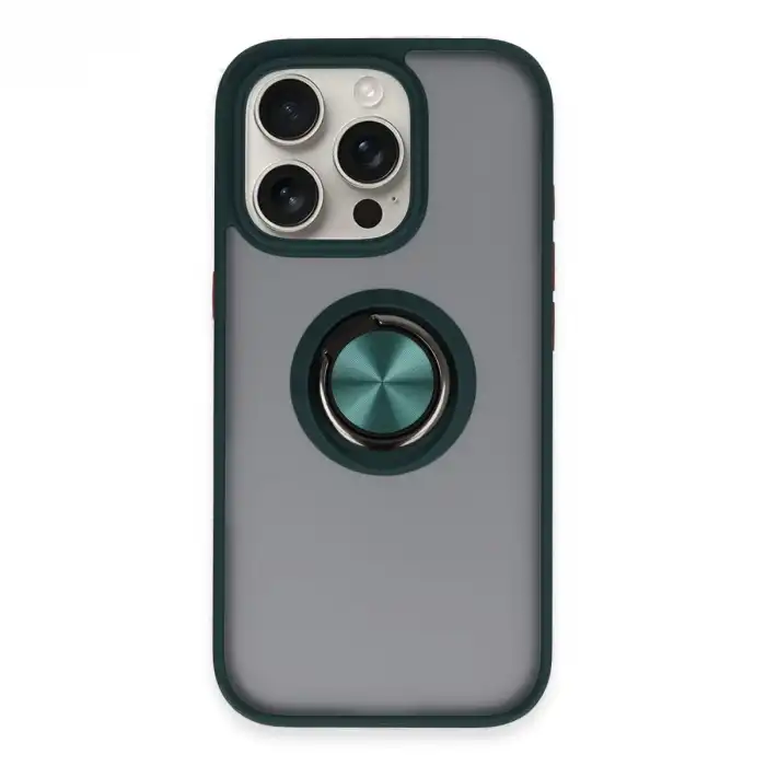 İphone 16 Pro Kılıf Montreal Yüzüklü Silikon Kapak - Yeşil