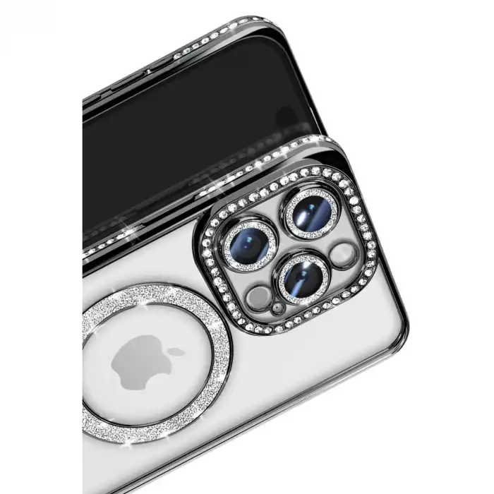 İphone 16 Pro Max Kılıf Joke Simli Magneticsafe Kılıf - Siyah