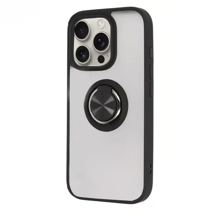 İphone 16 Pro Max Kılıf Montreal Yüzüklü Silikon Kapak - Siyah