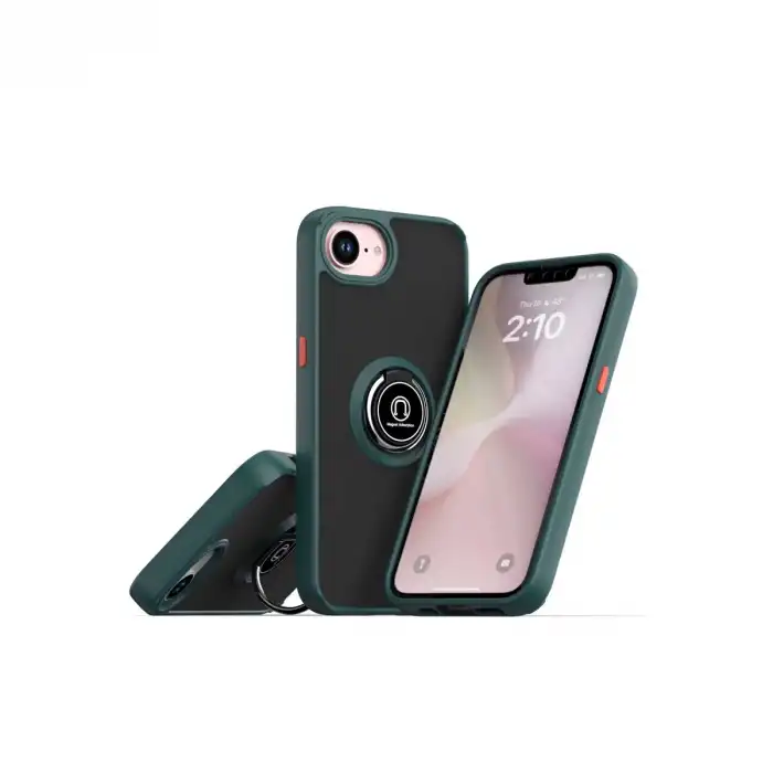 İphone 16e Kılıf Montreal Yüzüklü Silikon Kapak - Yeşil