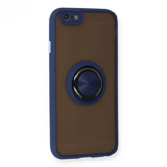 İphone 6 Kılıf Montreal Yüzüklü Silikon Kapak - Lacivert